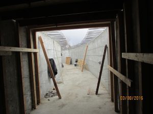 Partial construction of the new Del Rio Drain culvert (8'x8') to the Rio Grande as part of the Vado East Levee in 2016